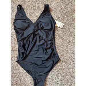 Summer Sunshine Women's Maternity One Piece Swimsuit Black Size M Black Ruched